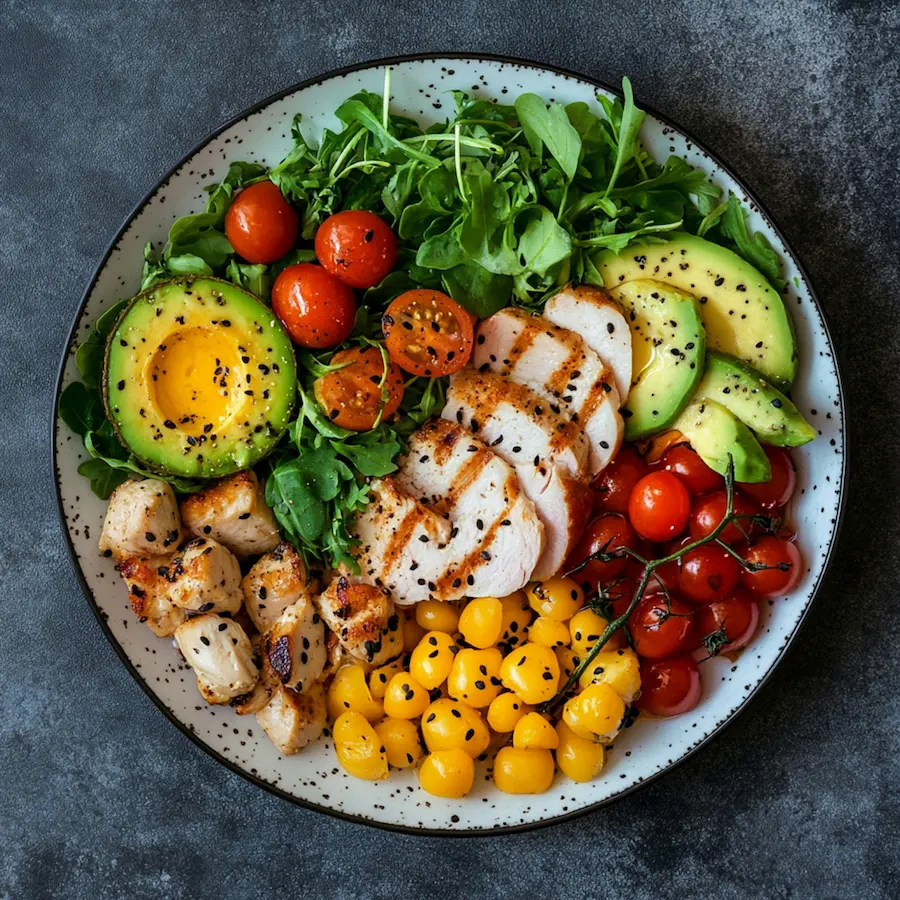 Healthy food - chicken and avacado